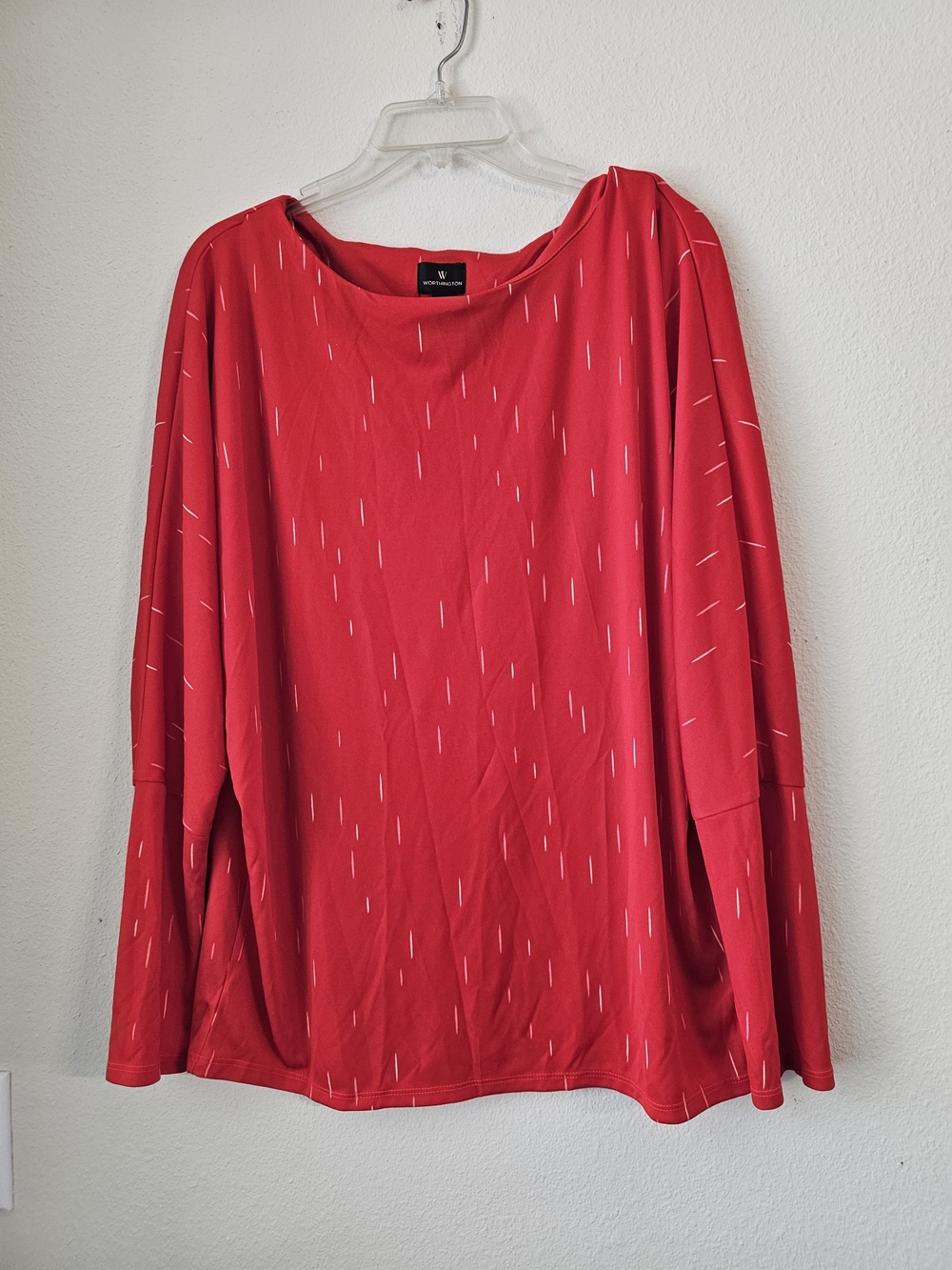 Worthington Red Long-Sleeve Scoop Neck Blouse